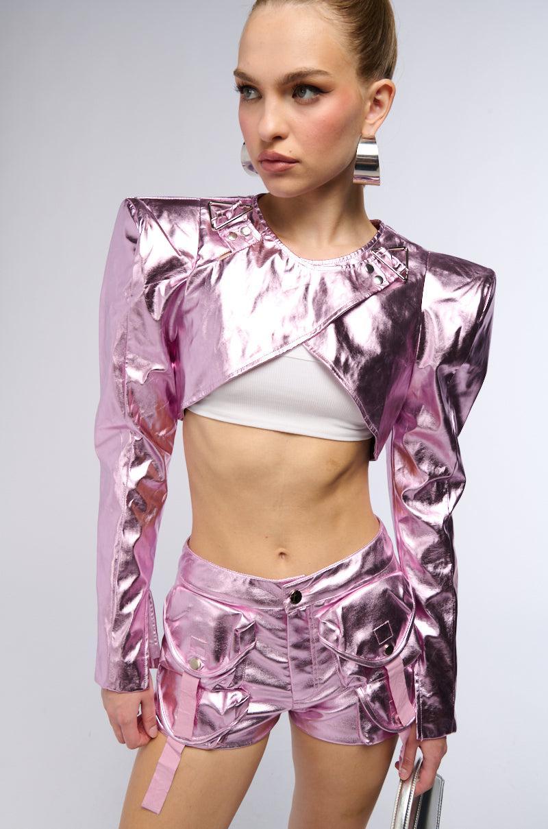 GALACTICA FESTIVAL METALLIC FAUX LEATHER BOLERO Product Image