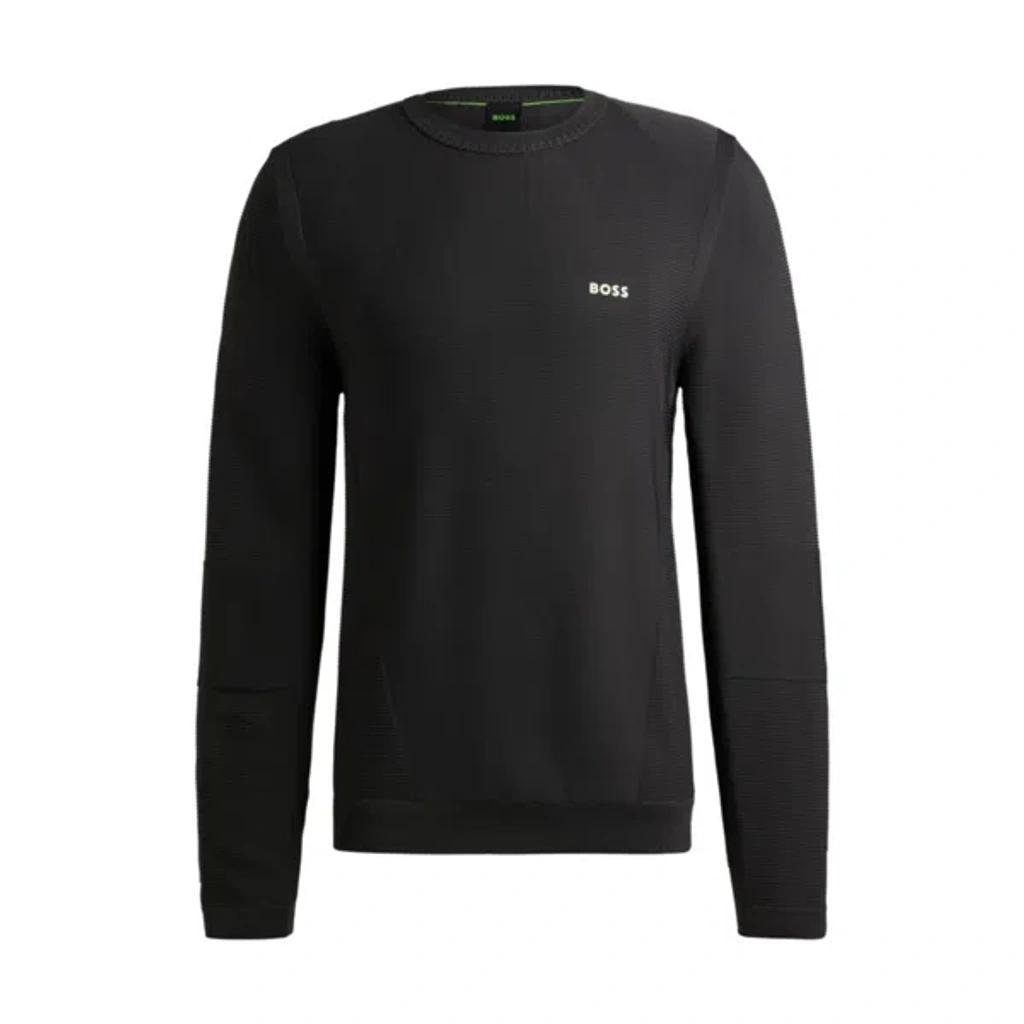 HUGO BOSS Regular-fit Sweater With Contrast Logo And Crew Neck In Anthracite Product Image