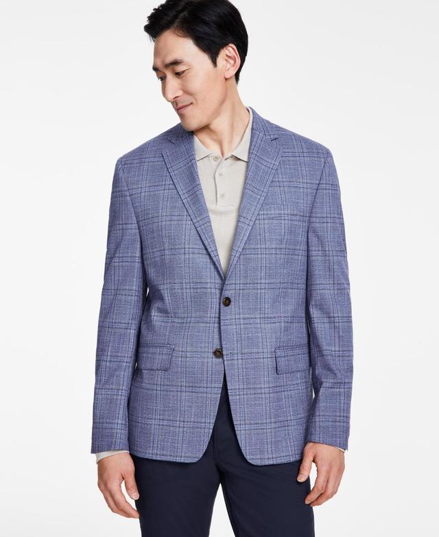 Michael Kors Mens Classic-Fit Plaid Sport Coat - Blue Product Image