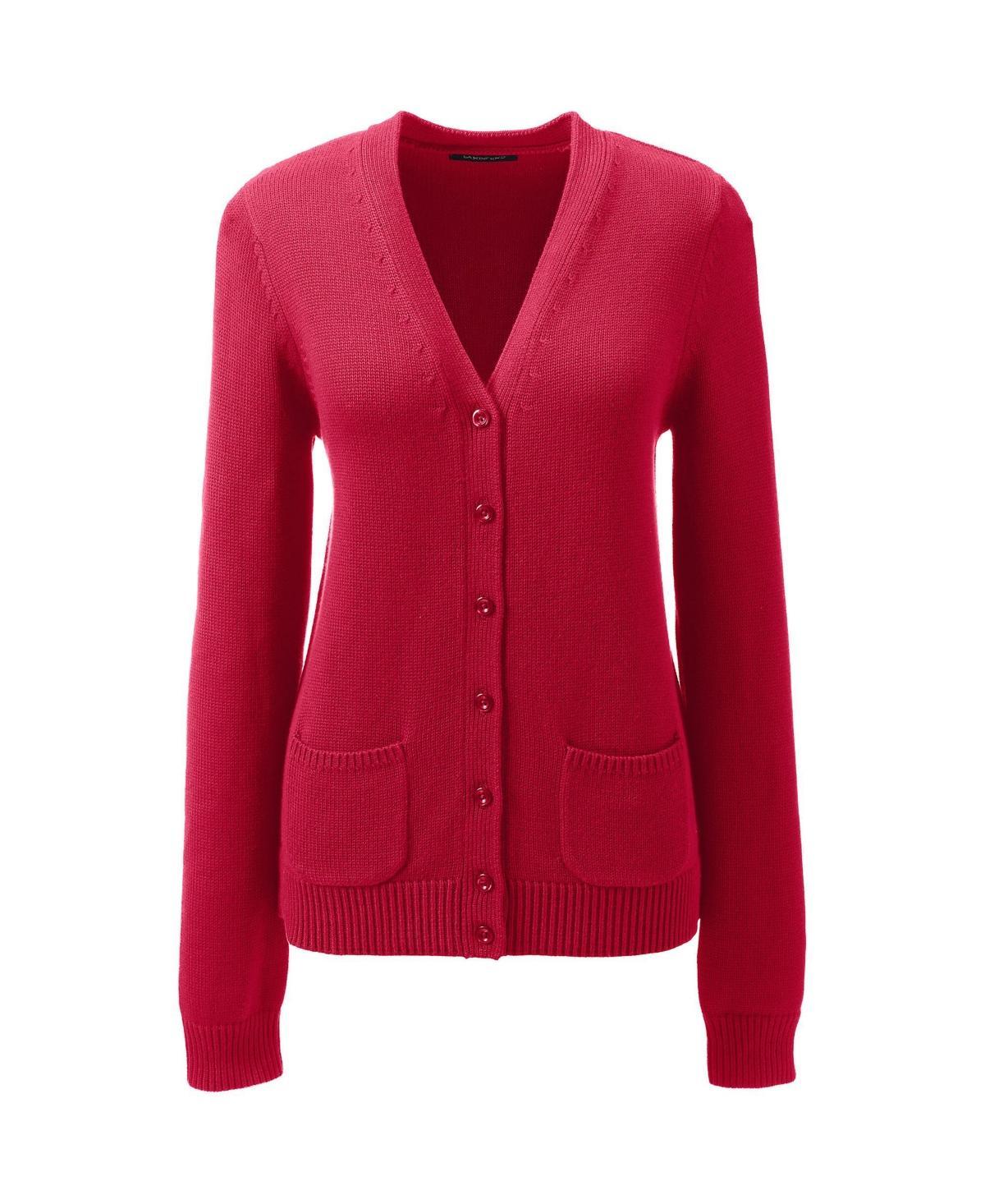 Lands End Womens School Uniform Cotton Modal Button Front Cardigan Sweater Product Image