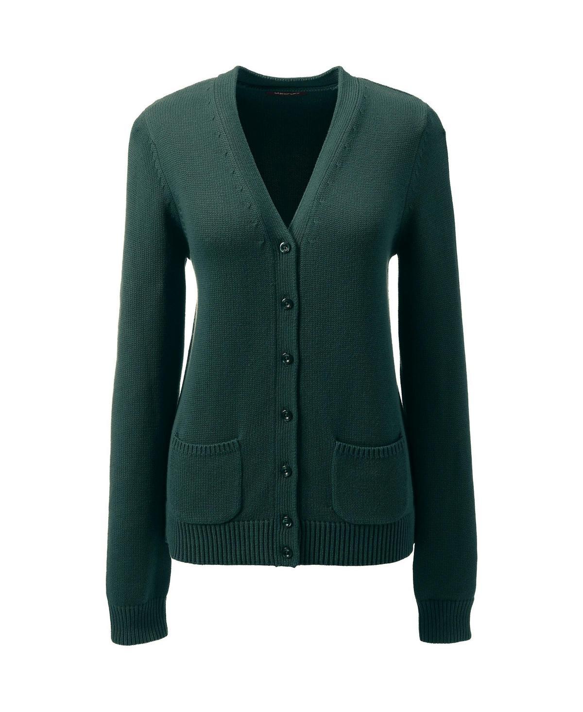 Lands End School Uniform Womens Cotton Modal Button Front Cardigan Sweater Product Image