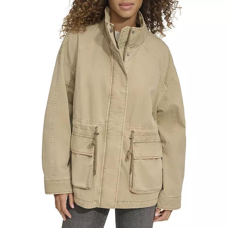 Womens Levis Lightweight Stand Collar Anorak Military Jacket Green Product Image