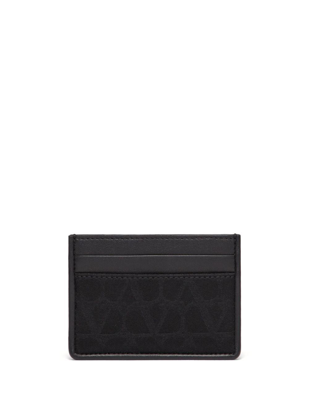 VALENTINO GARAVANI Toile Iconographe Credit Card Case In Black Product Image