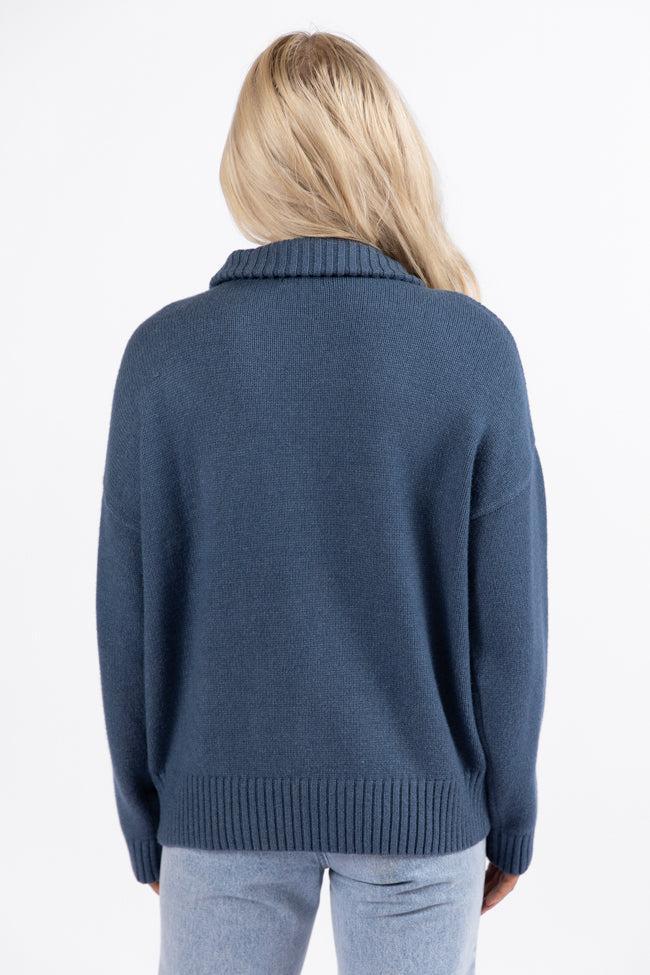 Roll With It Navy East Coast Quarter Zip Sweater FINAL SALE Product Image