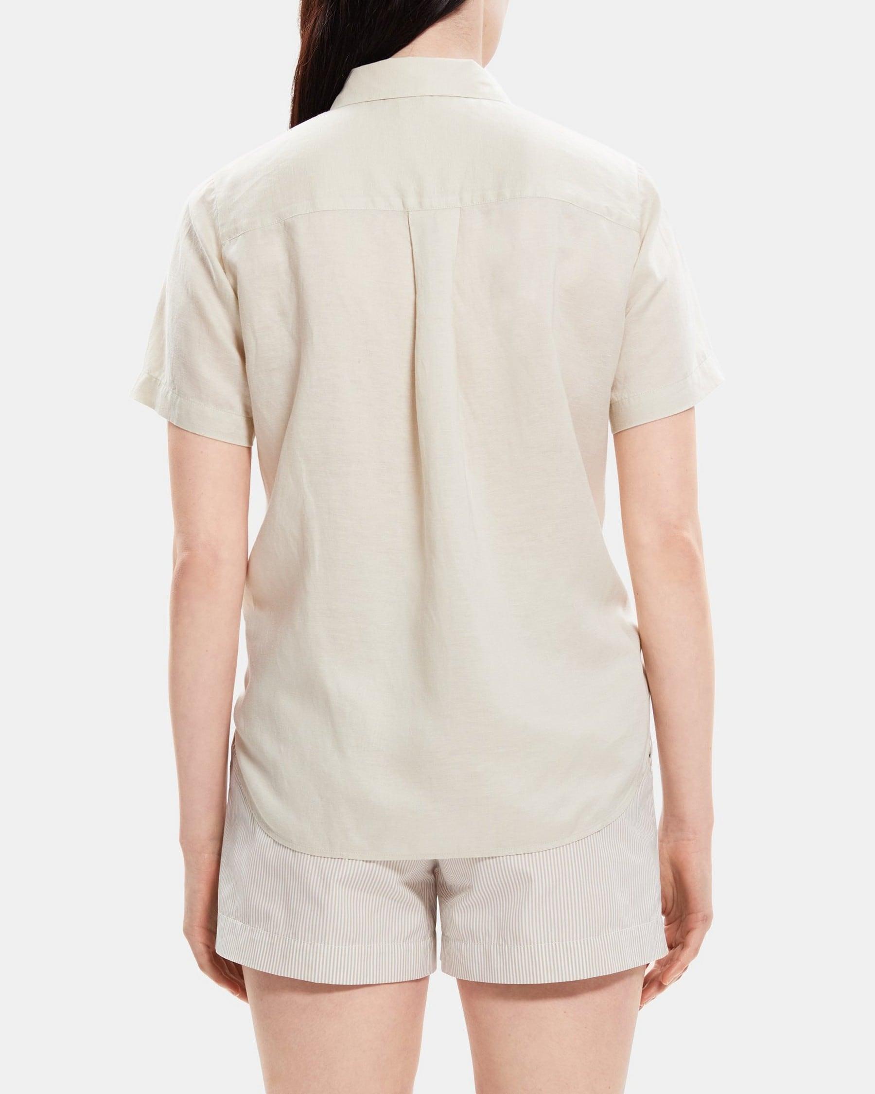 Tie-Front Shirt in Linen-Tencel Product Image