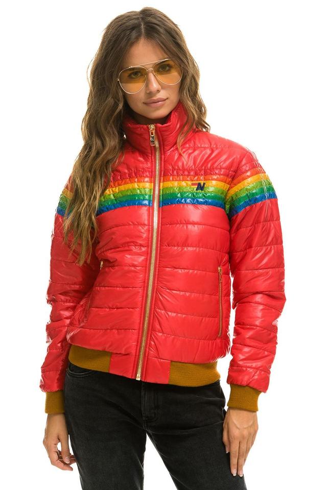 6 STRIPE RAINBOW SLEEVE JACKET -  GLOSSY CHERRY  Product Image