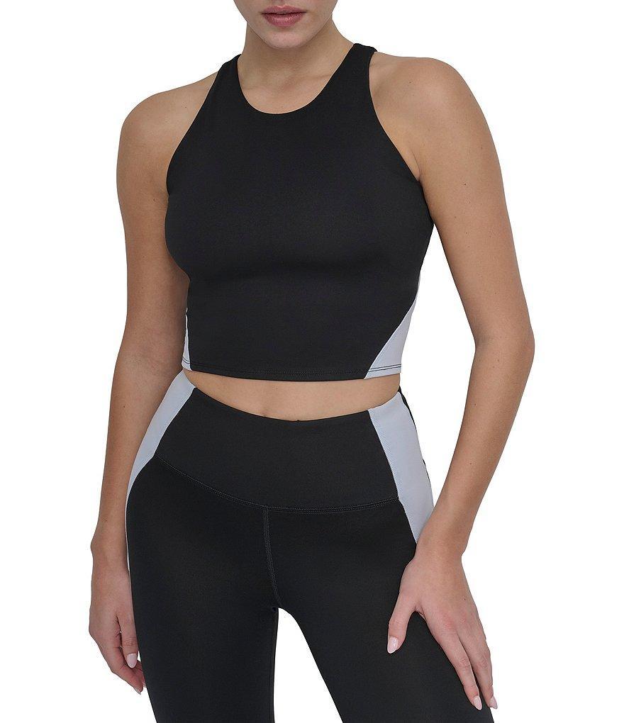 DKNY by Donna Karan Color Block Crew Neck Sleeveless Balance Compression Crop Tank Top Product Image