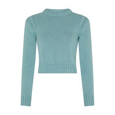 Cropped Cashmere Blend Sweater In Blue Product Image