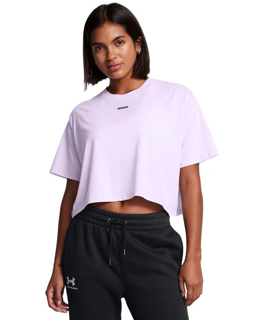 Womens UA Wash Logo Boxy Crop Short Sleeve Product Image