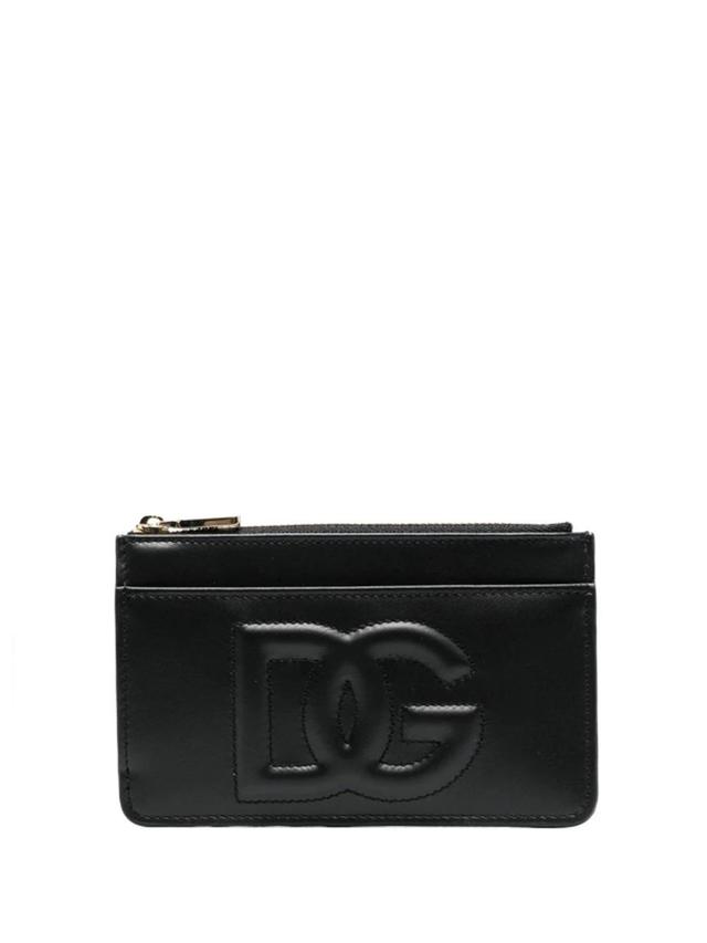 Calf Leather Wallet With Embossed Dg Logo On The Front In Black Product Image