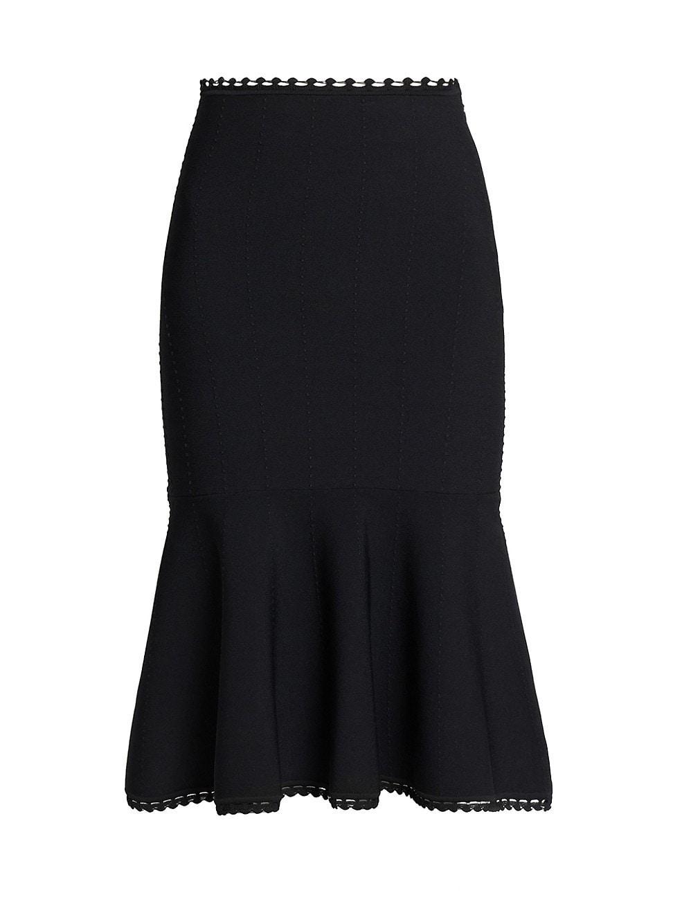 Womens Scallop-Trim Flared Midi-Skirt product image