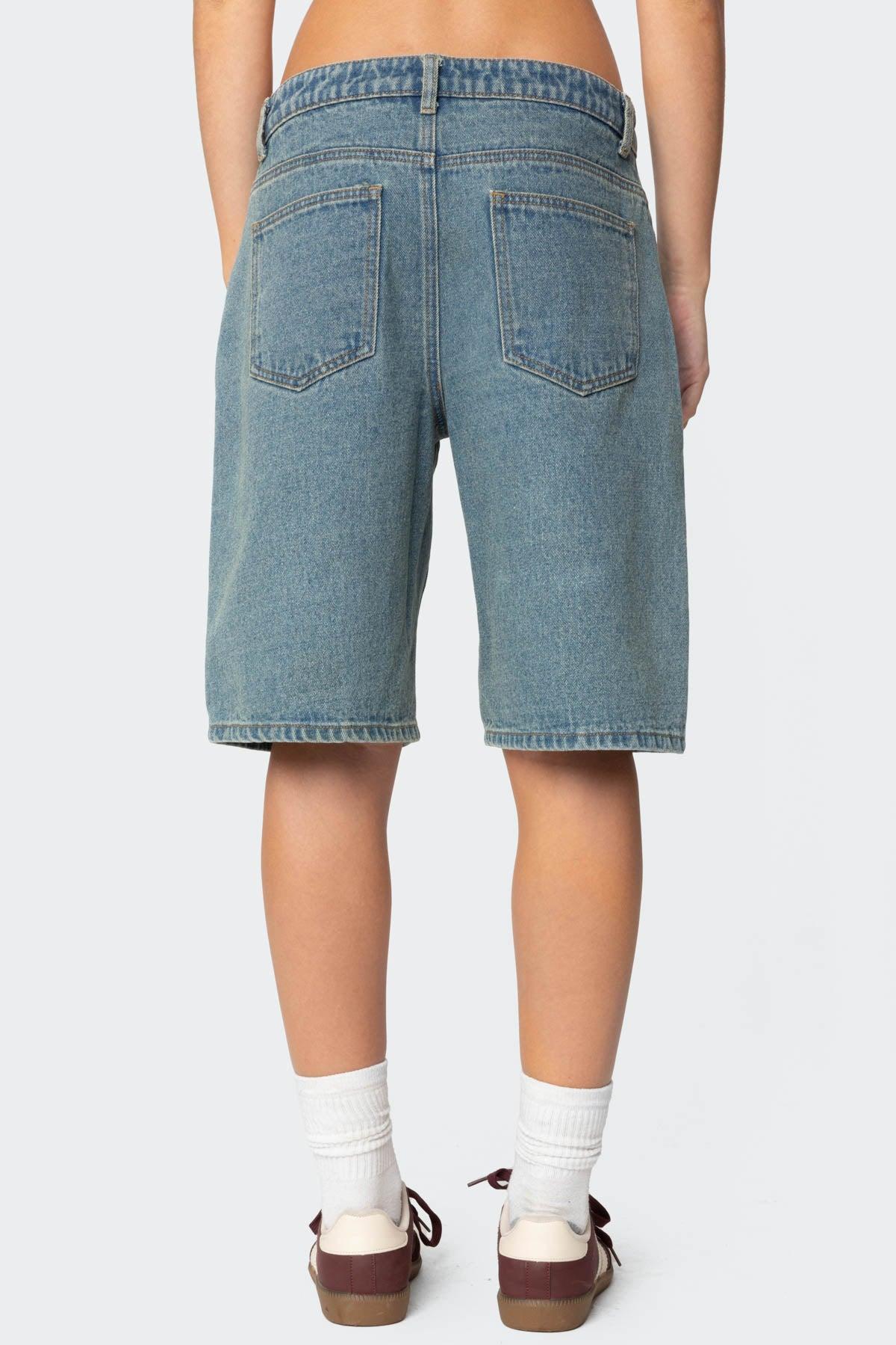 Oversized Low Rise Denim Bermuda Shorts Product Image