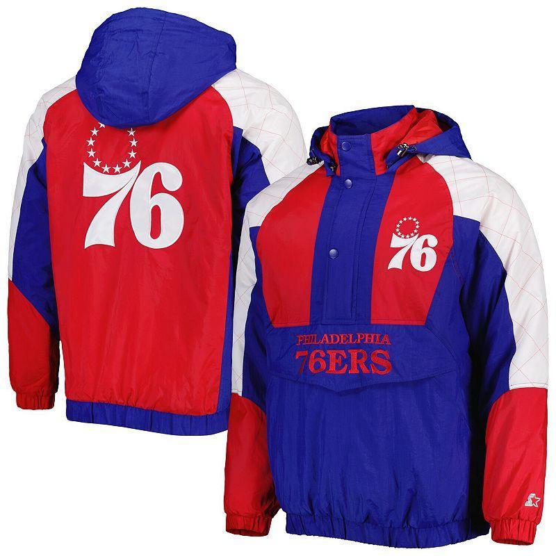 Mens Starter Royal Philadelphia 76ers Body Check Raglan Hoodie Half-Zip Jacket Product Image