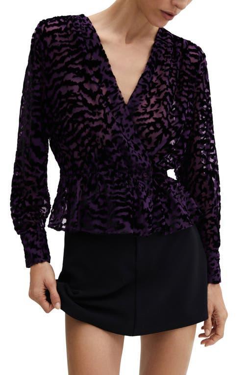 MANGO - Semi-transparent velvet blouse blackWomen Product Image