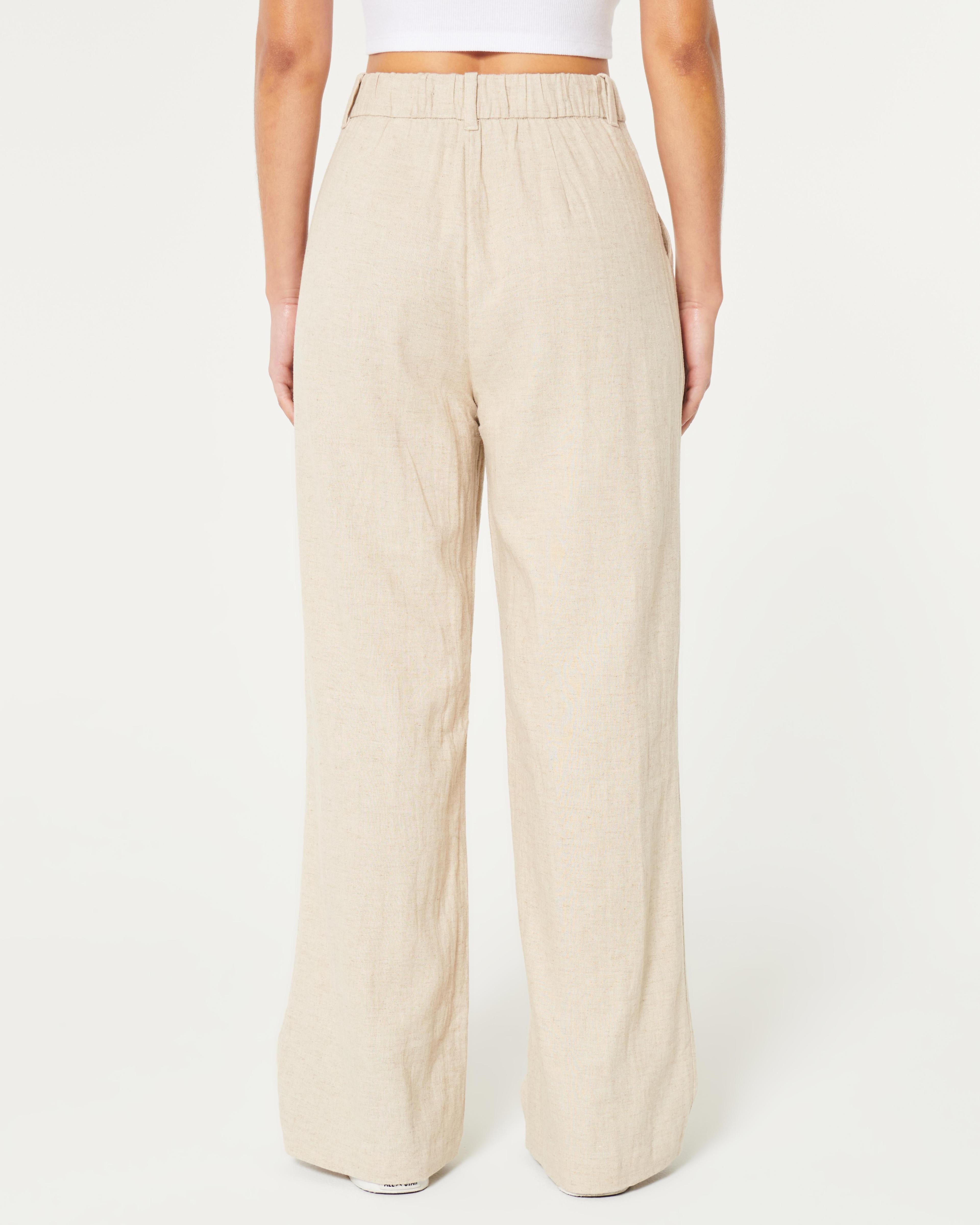 Hollister Livvy Ultra High-Rise Linen-Blend Wide-Leg Pants Product Image