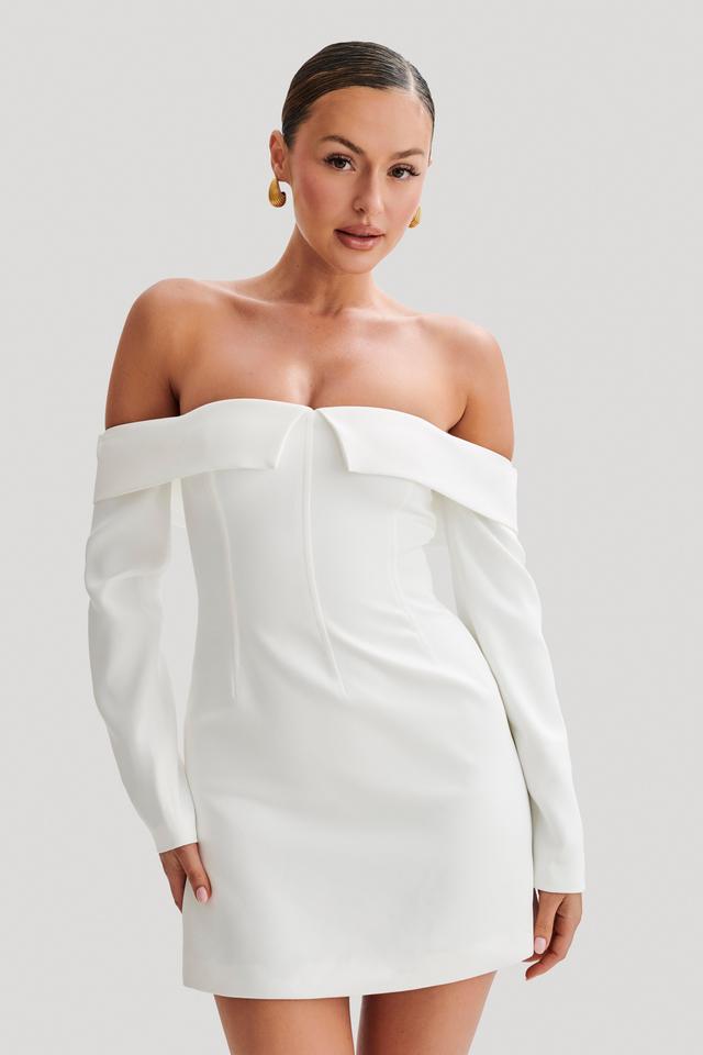 Hugo Suiting Off Shoulder Mini Dress - Ivory Product Image