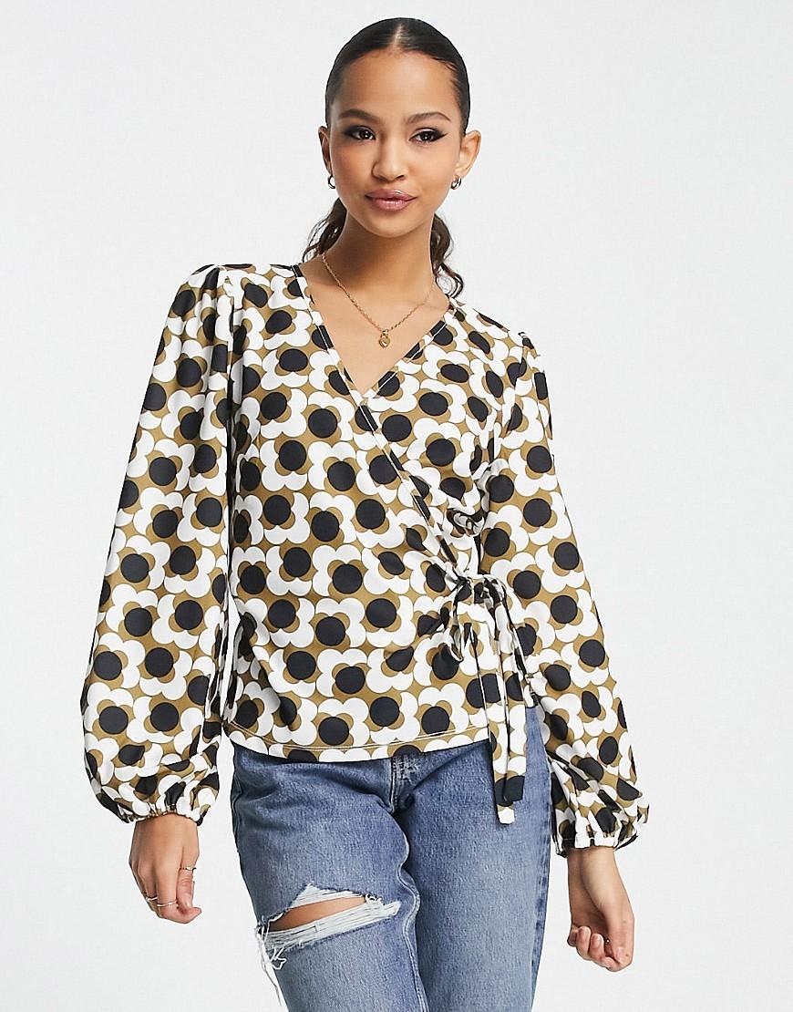 Y.A.S. Melli retro printed wrap top Product Image