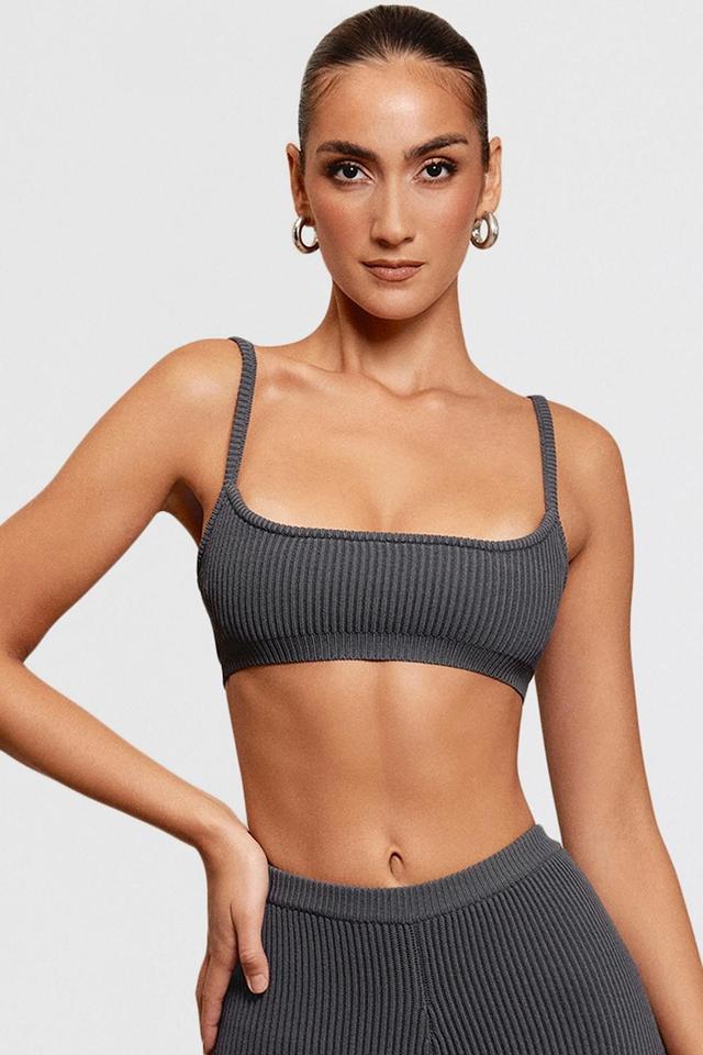 Mischa Dark Grey Ribbed Knit Bralette Product Image