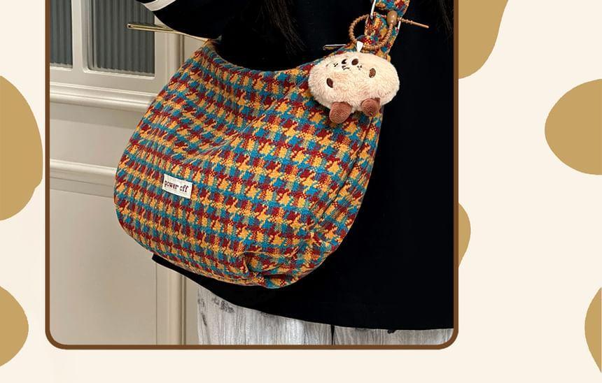 Plaid Applique Crossbody Bag / Bag Charm / Coin Purse / Set Product Image