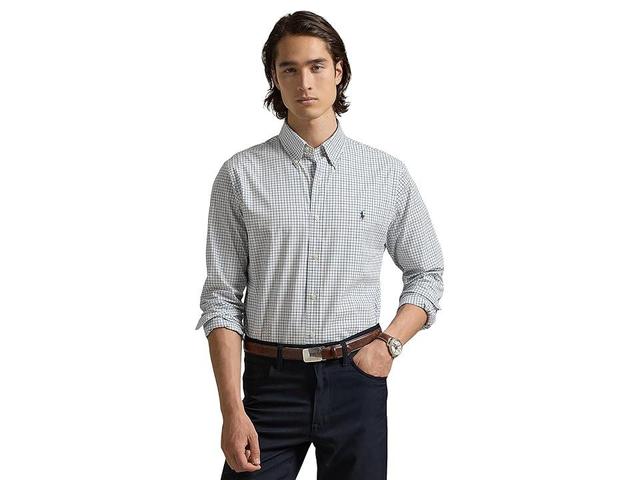 Polo Ralph Lauren Classic Fit Plaid Stretch Poplin Shirt (Blue/Green ) Men's Clothing Product Image