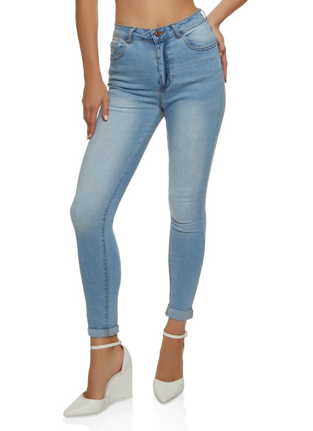 Womens WAX Whiskered Rolled Cuff Skinny Jeans Product Image