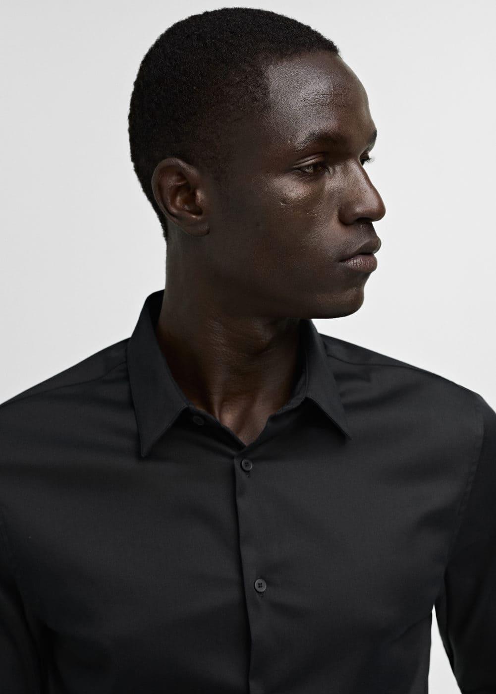 MANGO MAN - Super slim-fit poplin suit shirt blackMen Product Image