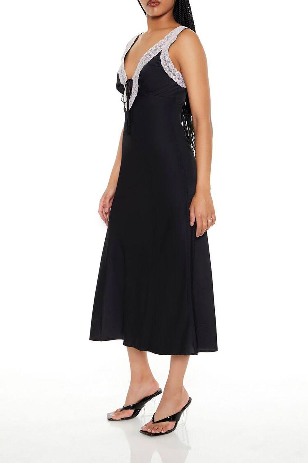 Lace-Trim Satin Midi Slip Dress | Forever 21 Product Image