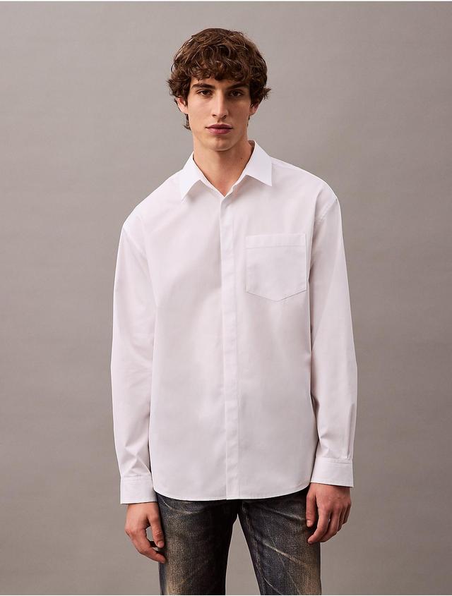 Calvin Klein Mens Pocket Cotton Button-Down Shirt - White - L Product Image