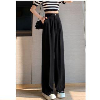 High Rise Plain Wide Leg Suit Pants Product Image