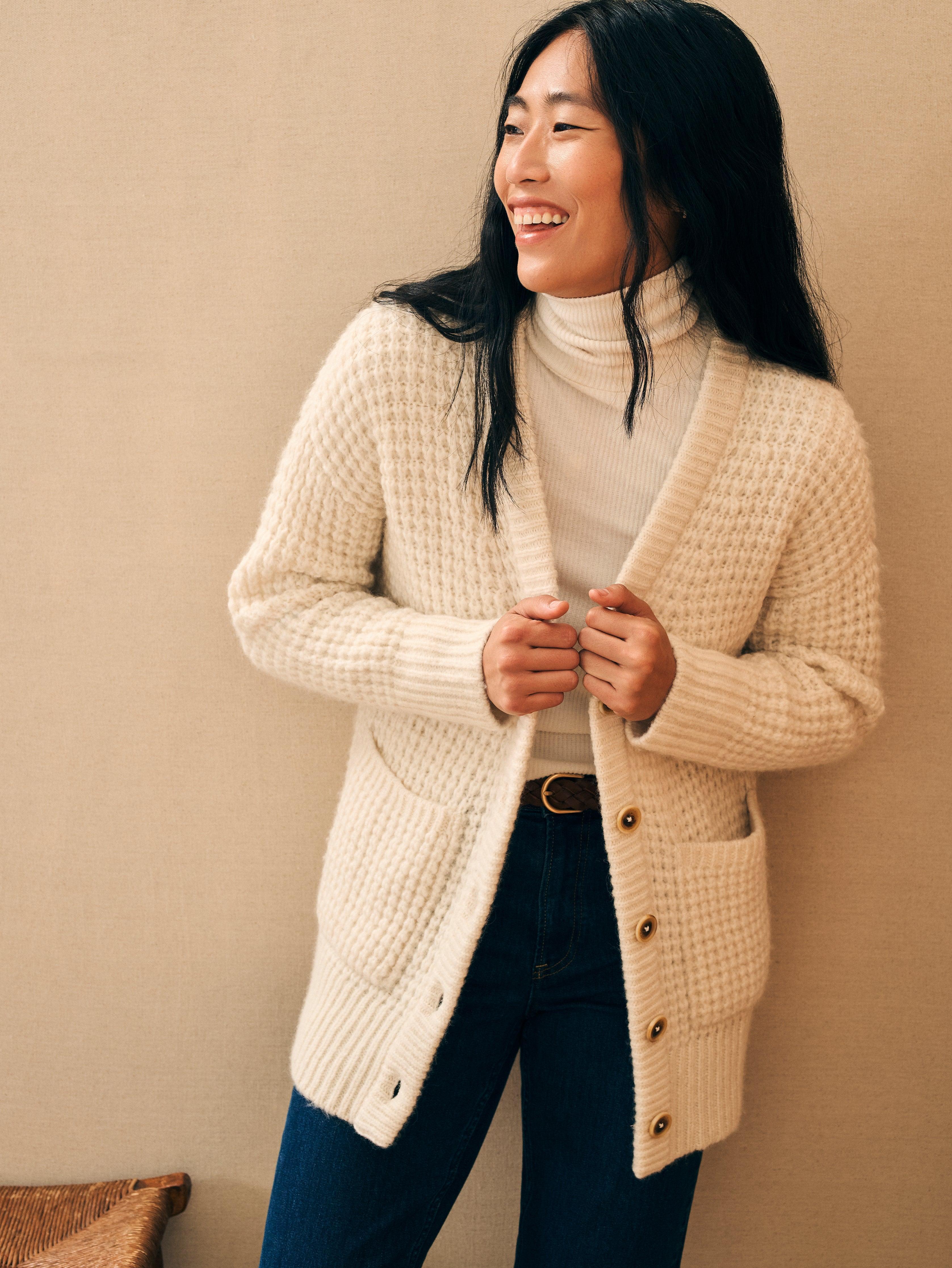 Frost Waffle Cardigan - Cream Female Product Image