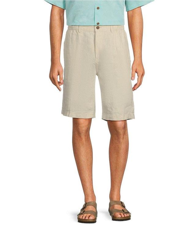 Caribbean Big & Tall Flat Front Linen 10#double; Inseam Shorts Product Image