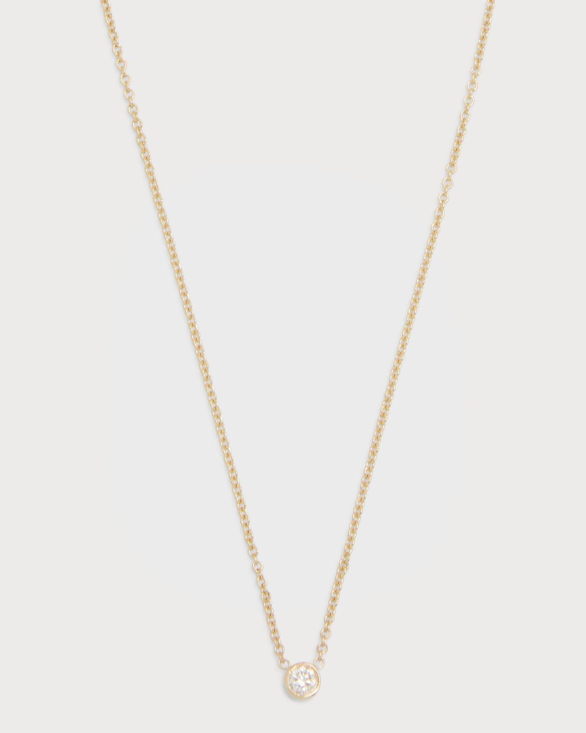 Zoe Lev Womens Small Bezel-Set Diamond Necklace in Gold Product Image