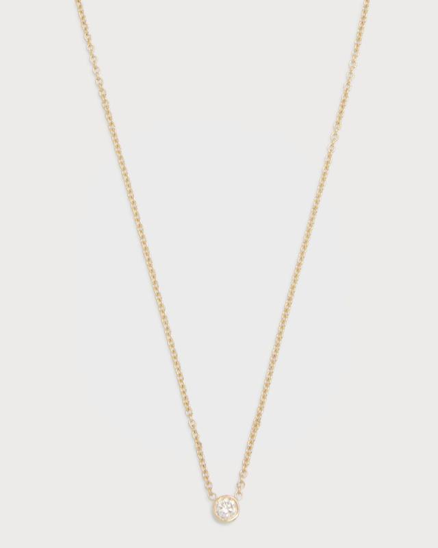 Zoe Lev Womens Small Bezel-Set Diamond Necklace in Gold Product Image