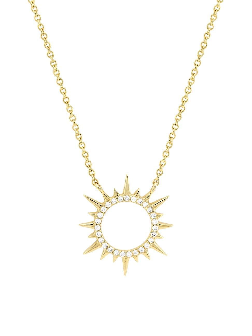 Womens 14K Yellow Gold & 0.06 TCW Diamond Mini Open Starburst Pendant Necklace - Yellow Gold Product Image