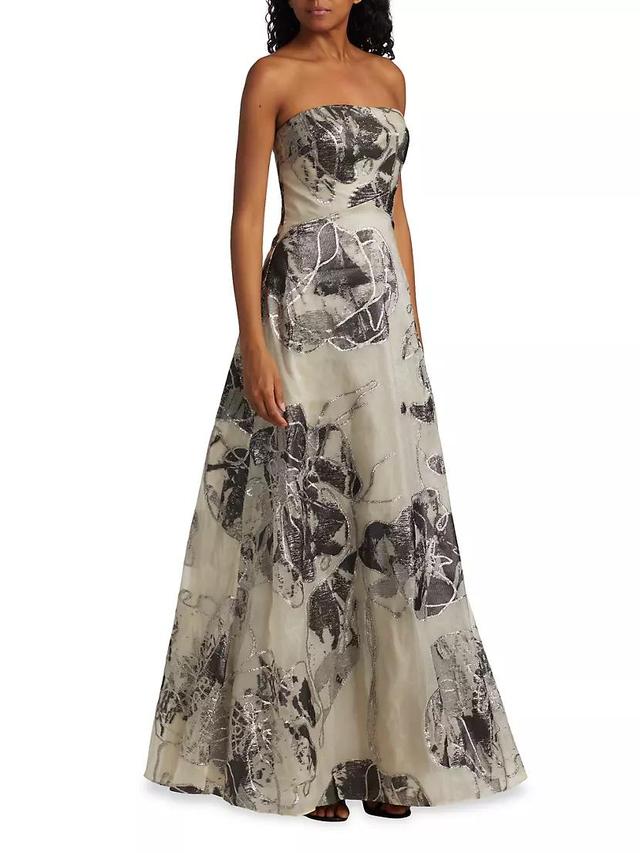 Strapless Floral A-Line Gown Product Image