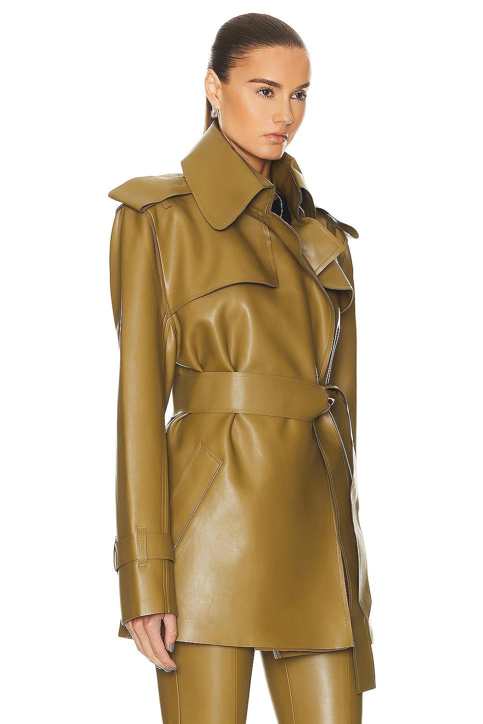 Norma Kamali Double Breasted Trench Coat in Olive Product Image