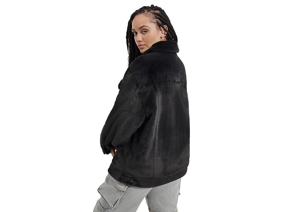 UGG Frankie Faux Fur Trucker (Ink) Women's Coat Product Image