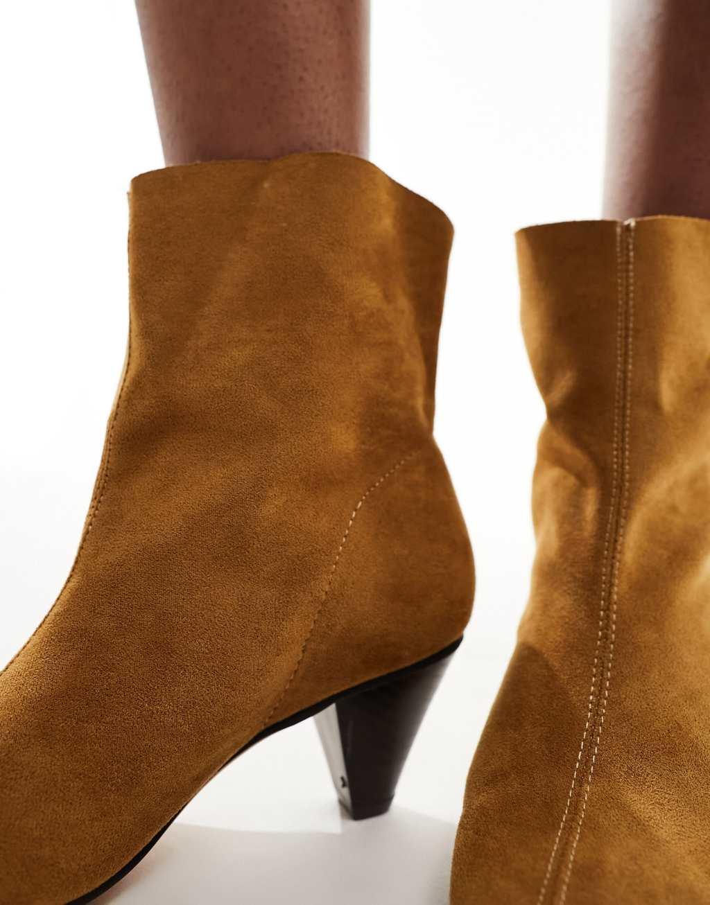 Truffle Collection cone heel ankle boots in sand Product Image