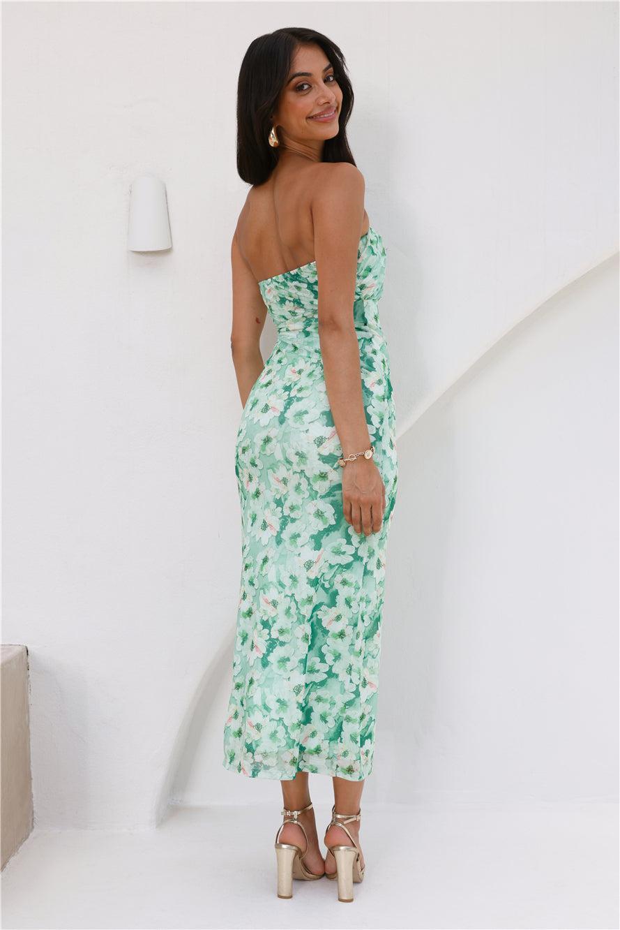 You Plus Me Strapless Mesh Maxi Dress Green Product Image