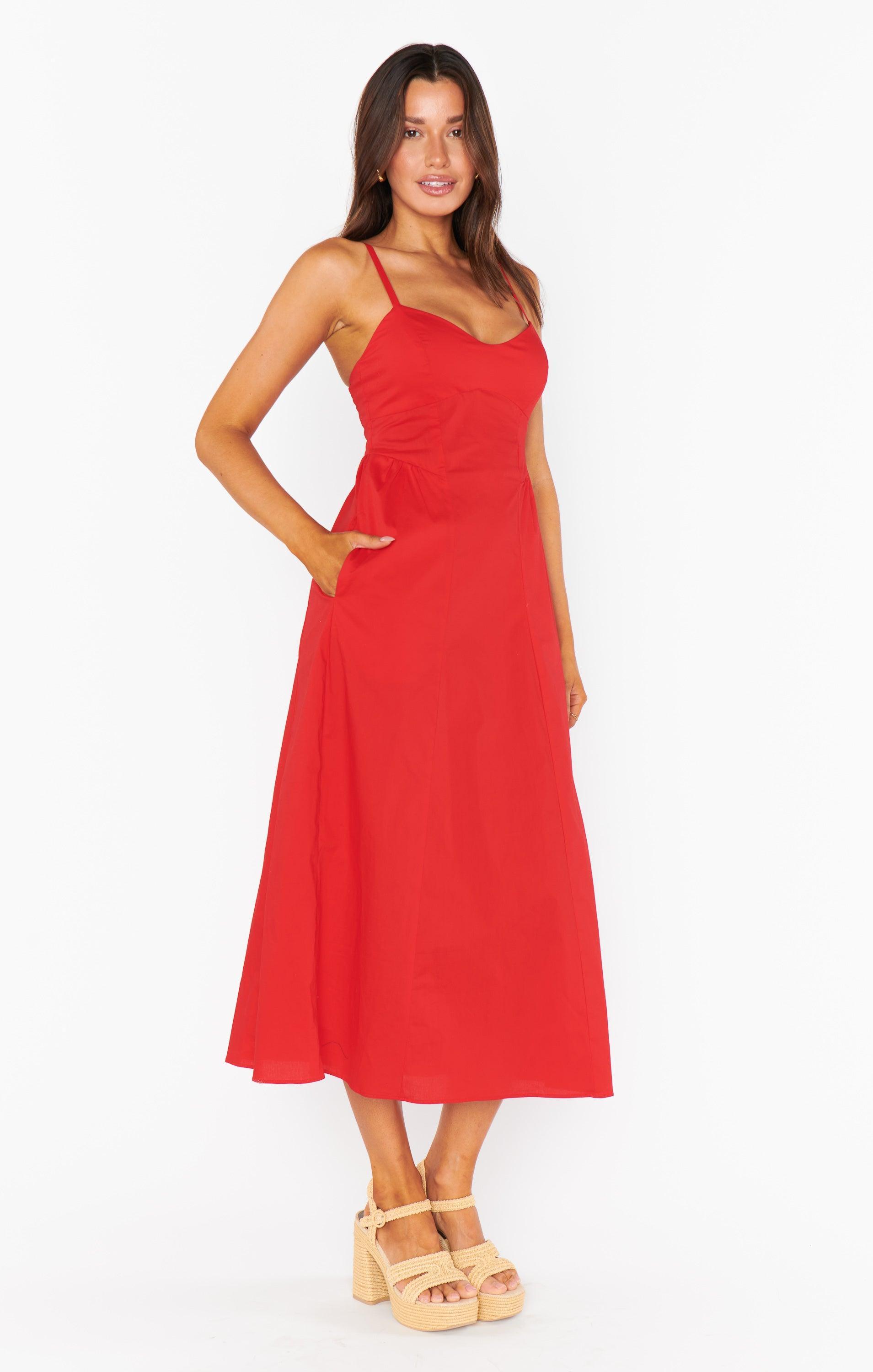 Allegra Midi Dress ~ Cherry Poplin Product Image