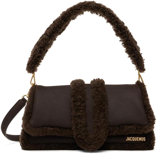 JACQUEMUS Le Bambidou Shearling Shoulder Bag In Brown Product Image