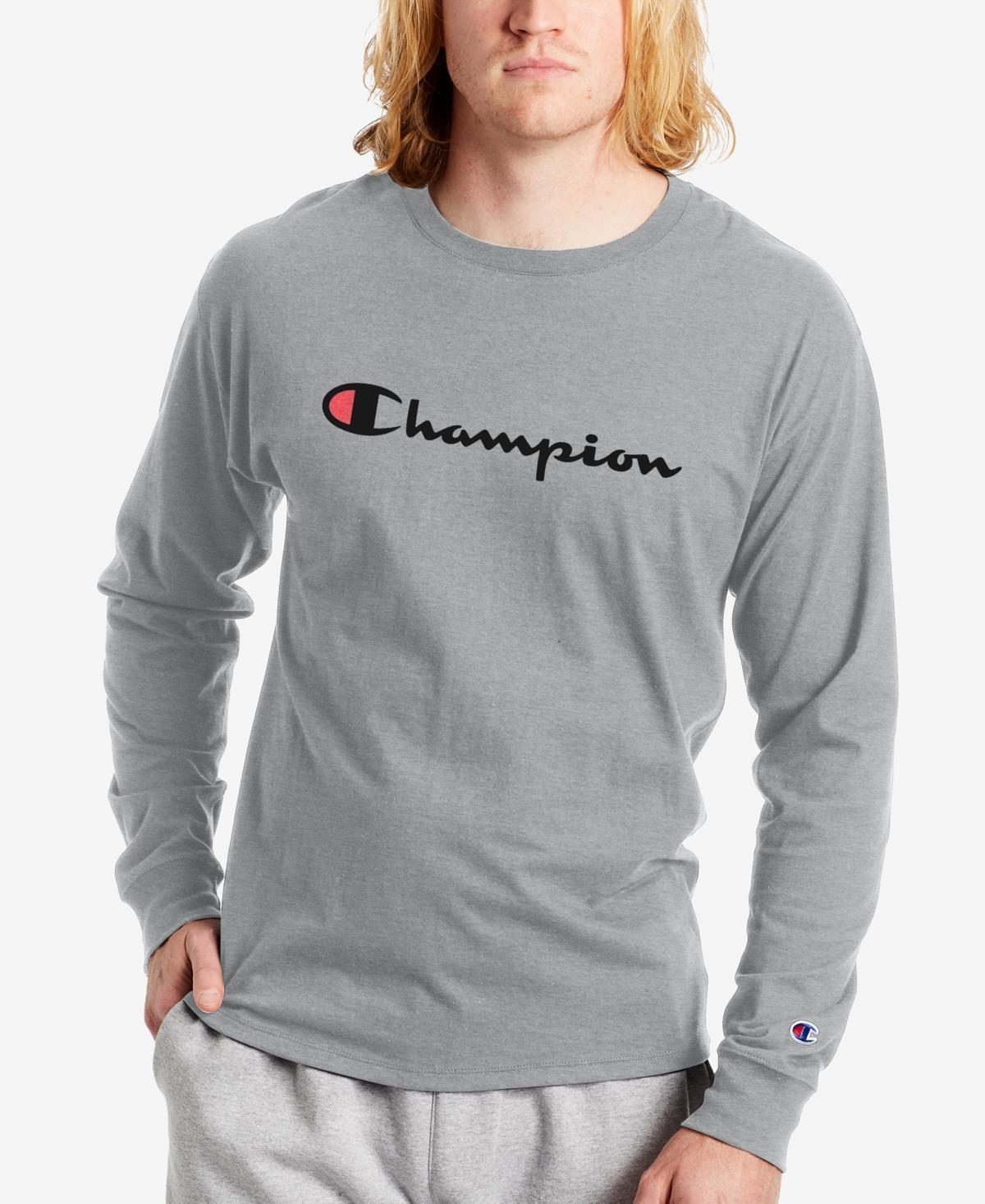 Mens Champion Script Logo Long Sleeve Graphic Tee Product Image