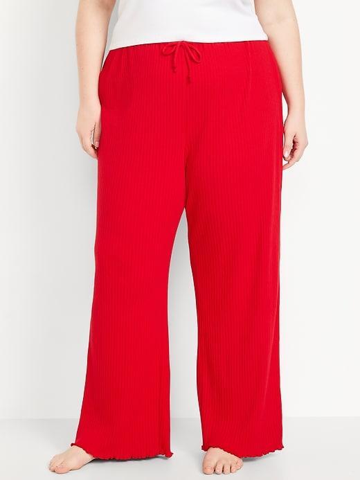 High-Waisted Ribbed Pajama Pants Product Image