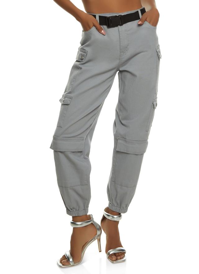 Womens Almost Famous Belted Cargo Pocket Joggers Product Image