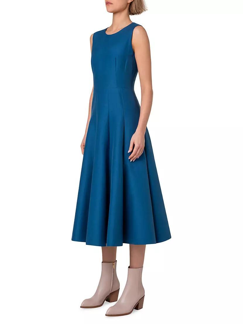 Cotton-Silk A-Line Midi-Dress Product Image