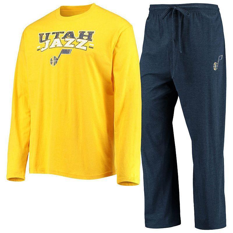 Mens Concepts Sport Navy/Gold Utah Jazz Long Sleeve T-Shirt & Pants Sleep Set Product Image