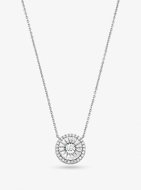 Precious Metal-Plated Sterling Pavé Halo Necklace Product Image