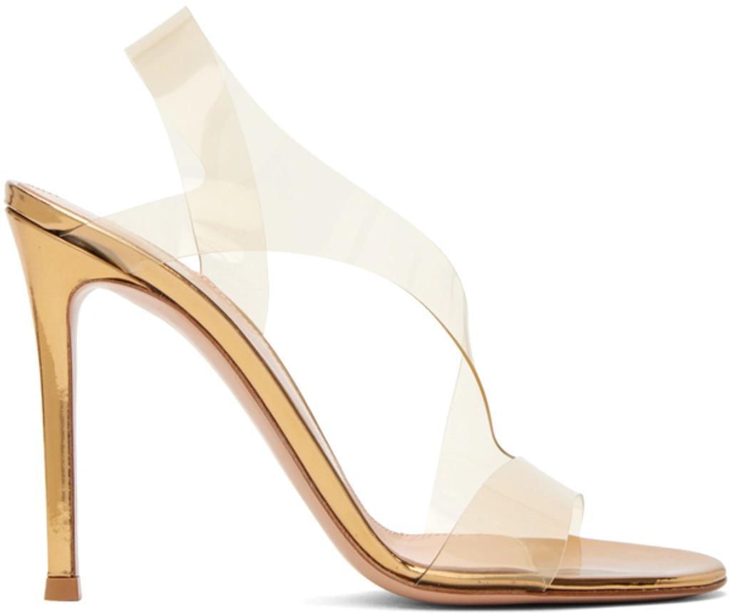 Gold Metropolis Heeled Sandals In Beige Product Image