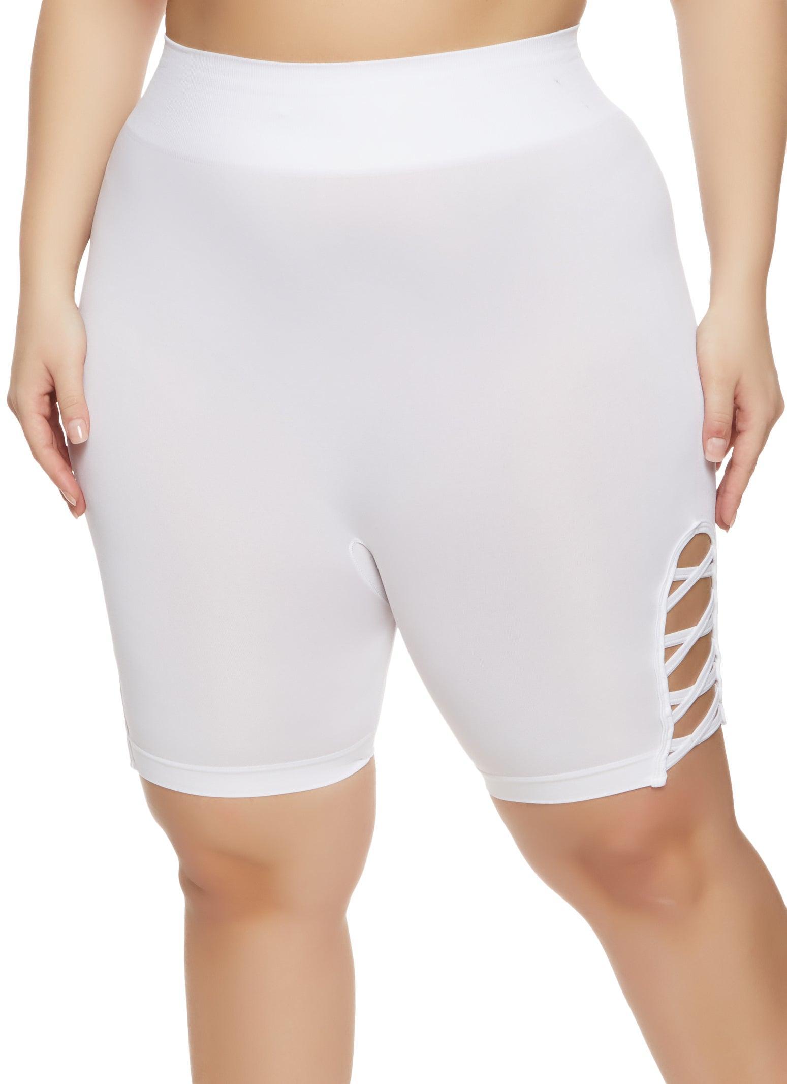 Womens Plus Size Caged Detail Seamless Biker Shorts Product Image