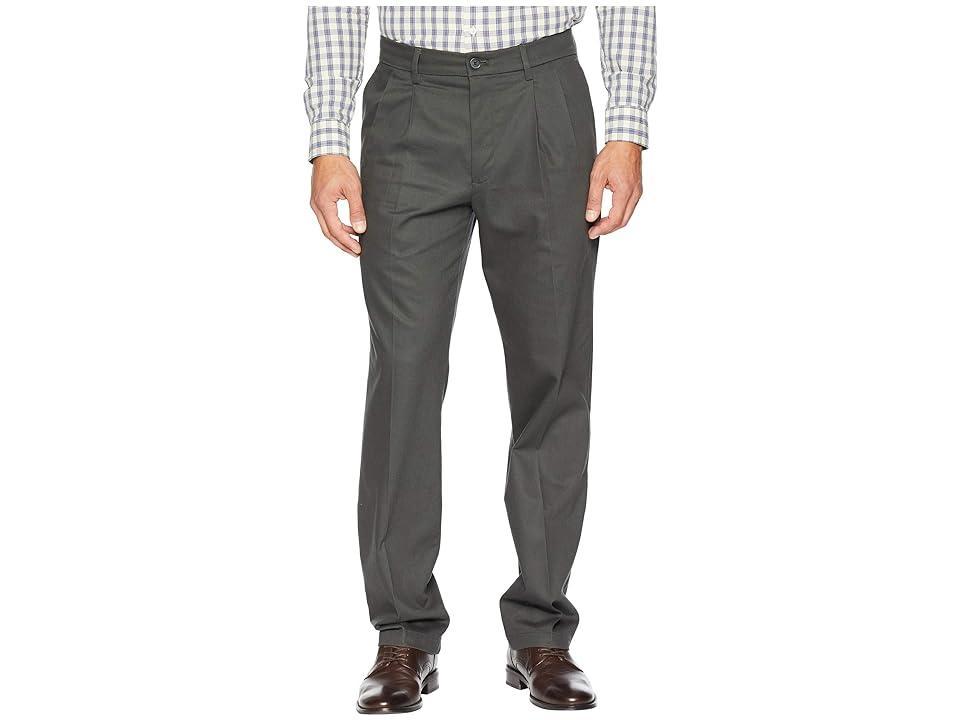 Mens Dockers Signature Khaki Lux Classic-Fit Stretch Pleated Pants Dark Grey Product Image